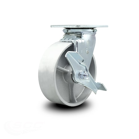 6 Inch Semi Steel Swivel Caster With Roller Bearing And Brake